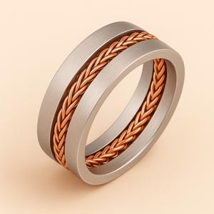 Platinum 950 Two Color Wedding Band Ring. 14k Ring. Handmade Bands.  Unique Wedding Band. Unisex ring. Gold 6mm band, Design Wedding band