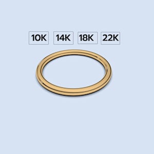 Gold 1.5x1.5mm Solid Yellow Band 10k 14K 18K 22K Plain Full Round Gold Band, Simple Women&#39;s Gold Wedding Ring Band, Gold Stacking Ring