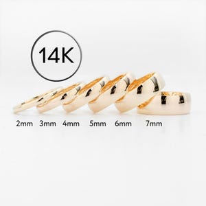 14k Solid Yellow Gold Domed Wedding Band, POLISHED, COMFORT FIT, Classic Wedding Rings for Men and Women, Plain Simple Wedding Band Ring