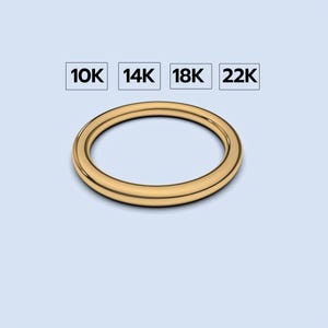 2x2mm Solid Gold Band 10K 14K 18K 22K Plain Full Round Yellow Gold Band, Simple Women&#39;s Gold Wedding Ring Band, Thick Gold Stacking Ring