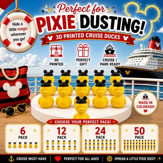 Disney Cruise Ducks , Mickey Inspired Cruise Ducks, Fish Extender Gifts, Pixie Dust Party Favors