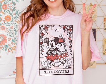 Vintage Mickey and Minnie Mouse Tarot Card The Lover Shirt, Vintage Disney lover gift