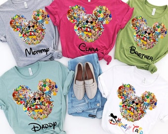 All Disney Characters Inside Mickey Mouse Head  Disneyland Trip Shirt, Personalized Family Matching shirt