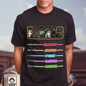 Dad shirt, Customized names darth vader Dad T-Shirt, I Am their Father Lightsaber, Fathers Day Dadalorian Shirt