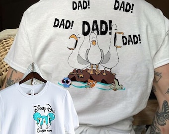 Custom Two-sided Seagull Mom Dad Shirt, Personalized WDW Disneyland Mom Mom Mom, Father's Day Shirt, Mother's Day Shirt