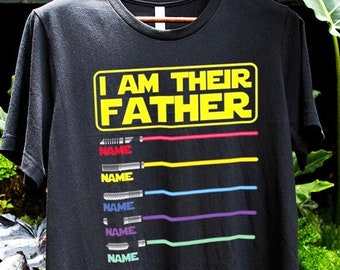 Camisa personalizada Soy su padre, camisa de papá, camisa personalizada del día del padre con sables de luz, camisas de papá