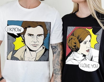 Retro 90s I Love You I Know Princess Leia Han Solo Couples Shirts, Disney Matching Couples Unisex T-shirt