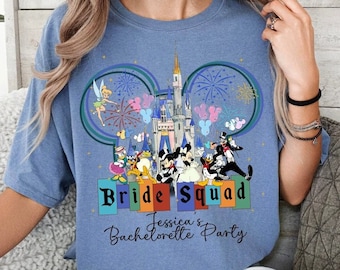 Personalized Disney Bride Squad Shirt, Custom Disney Bride Shirt, Disney Mickey and Friends Bachelorette Party Tee, Disney Bridesmaid tee