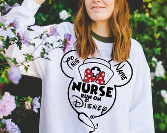 Personalized This Nurse runs on Disney Shirt, Mickey Minnie Nurse Shirt, Disney Nurse shirt, WDW Disneyland Nurse's Day 2024