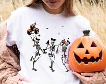 Disney Halloween Dancing Skeleton Mickey Ears Shirt, Disney trip Family Shirt, Disneyland Halloween Fall Gift, Funny Skeleton Tee