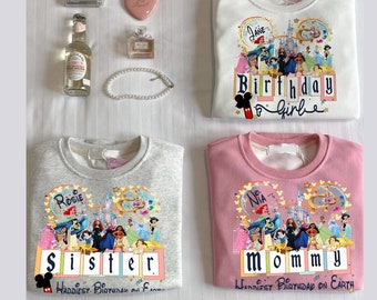 Personalized Disney Princess Castle Birthday Girl Shirt, Custom Disney Princess birthday shirt, WDW Disneyland Princess Birthday Shirt