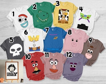 Benutzerdefinierte Charaktere T-Shirt, Disney Charaktere Geburtstag Shirt, Geburtstag Toy Stories Charakter Gruppe passende Shirts