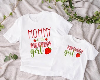 Strawberry First Birthday Matching Shirts, Mom of the Birthday, Dad of the Birthday, Strawberry Birthday matching family shirt