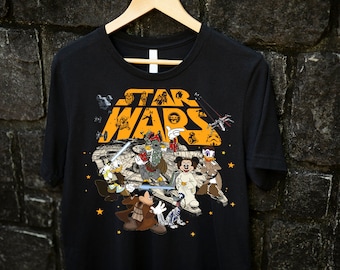 Vintage Disney Mickey and Friends Custom StarWar Characters shirt, Disney Family Galaxy's Edge Trip shirt