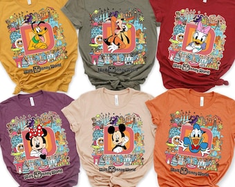 Camiseta personalizada de todos los personajes de Disney, camiseta retro de Mickey y sus amigos de Disneyworld, camiseta de grupo de Disney, camiseta personalizada de personajes de Disney