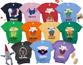 7 Dwarf Costume Group T-Shirts, Halloween Matching T- Shirts, Cosplay Costume Seven Dwarf