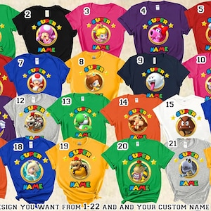 Super mario birthday group Shirt, Personalized Super Mario family matching shirt