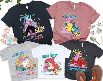 Custom Little Mermaid Birthday Party matching family Shirt