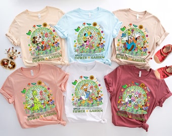 Vintage Mickey and Friends Disney Flower and Garden Festival 2024 Shirt, Personalized WDW Disneyland Figment Floral Spring Family shirt