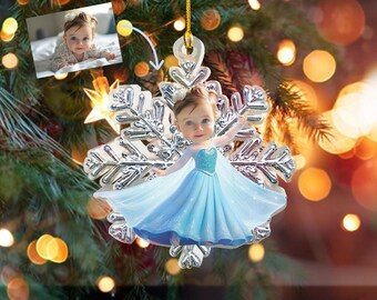 Personalized Ice Princess Ornament, Custom Face Ornament, Kids Name Christmas Ornaments