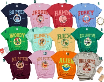 Chemise de groupe d'amis jouets personnages Disney personnalisée, Vous avez un ami en moi Chemise famille Disney, T-shirt double face anniversaire Disney personnalisé