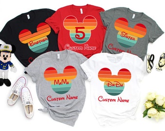 Custom Retro 90s Sunset Mickey Shirt, Colorful Mickey, Magic Kingdom Shirt, Matching Family, Disneyland trip family shirt