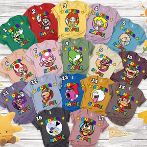 Personalisierte Mario und Freunde Gaming passende Familie Shirt, Supper Mario Spiel benutzerdefinierte Shirt