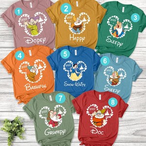 Disney Snow White, Seven Dwarfs matching family Shirts, Disney Group Shirts, Disney Family tee, Family shirts, Disney Family vacation shirt