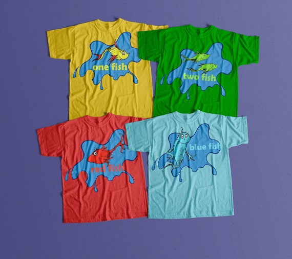 Dr. Seuss One Fish Two Fish Red Fish Blue Fish T-Shirt Dr. Seuss One Fish Two Fish Red Fish Blue Fish T-Shirt
