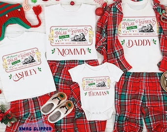 Custom All Aboard Matching Christmas Shirt, Personalized Train matching Family Sweatshirt, Polar Train Ticket Christmas matching shirt