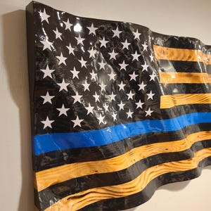 Houten vlag, dunne blauwe lijnvlag, politievlag, golvende houten politievlag, vlag, Amerikaanse vlag, dunne blauwe lijn, afgestudeerde politieacademie, politieagent