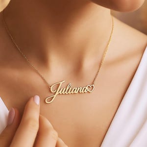 14K Solid Gold Name Necklace, Personalized Name Necklace, Name Logo Necklace, Gift for Her, Personalized Gifts for women, One of a kind Gift