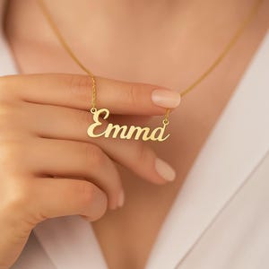 Name Necklace Gold, Nameplate Necklace 14k Solid Gold, Custom Name Jewelry, Gold Filled Name, Mama Necklace, Personalized Name Jewelry