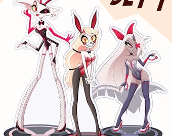 Figuras de conejito de Hazbin Hotel, tamaño grande, acrílico de doble cara, juego 1 (hechas a pedido)