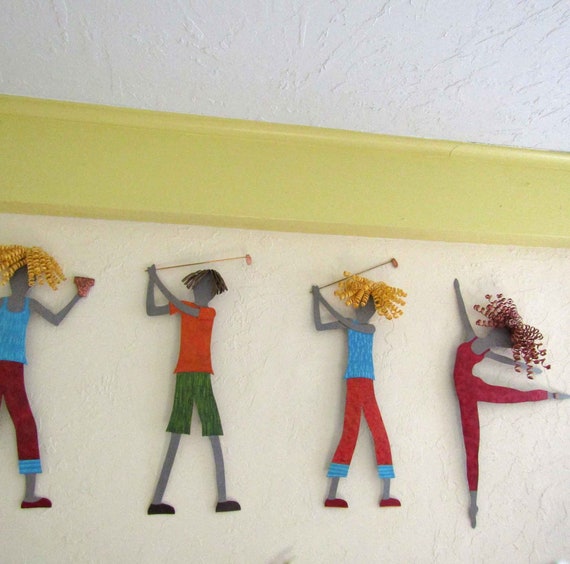 Lady Golfer Metal Wall Art Sculpture Blonde Woman Golfing Lady Golfer Metal Wall Art Sculpture