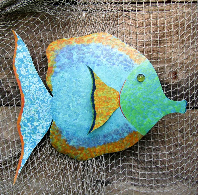 LARGE FISH Bathroom Art Metal Wall Tropical Fish Sculpture | Etsy