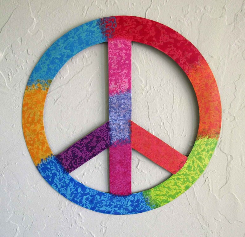 Peace Symbol Metal Wall Art Sculpture Groovy Recycled ...
