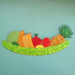 Küche Wand Kunst Obst Platte große Wandskulptur Metall Wandkunst Limette Grün tropische Früchte 12 x 24 SOFORT LIEFERBAR