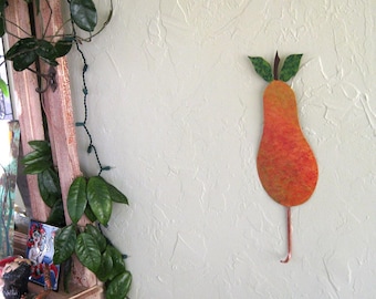 Upcycled Metal Pear Wall Decor: Kitchen Towel & Key Holder