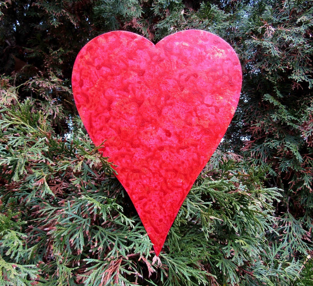 Heart Tree Topper Red Gold Metal Christmas Heart Handmade Etsy
