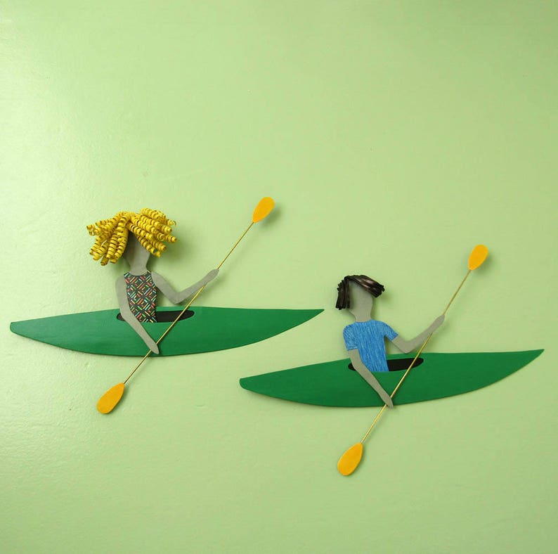KAYAK ART Metal Wall Sculpture Lady Kayaker Sports Wall Decor Etsy