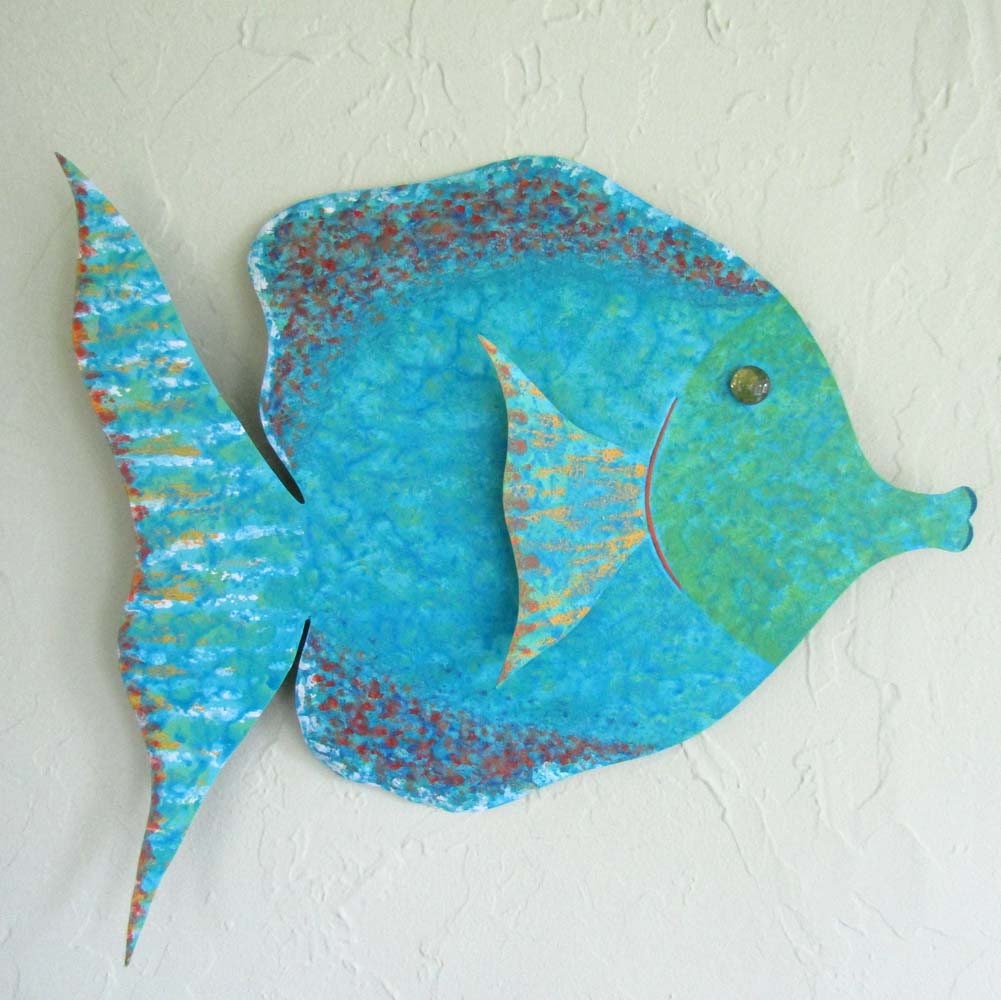 Large Fish Bathroom Art Metal Wall Art Tropical Fish Sculpture Etsy