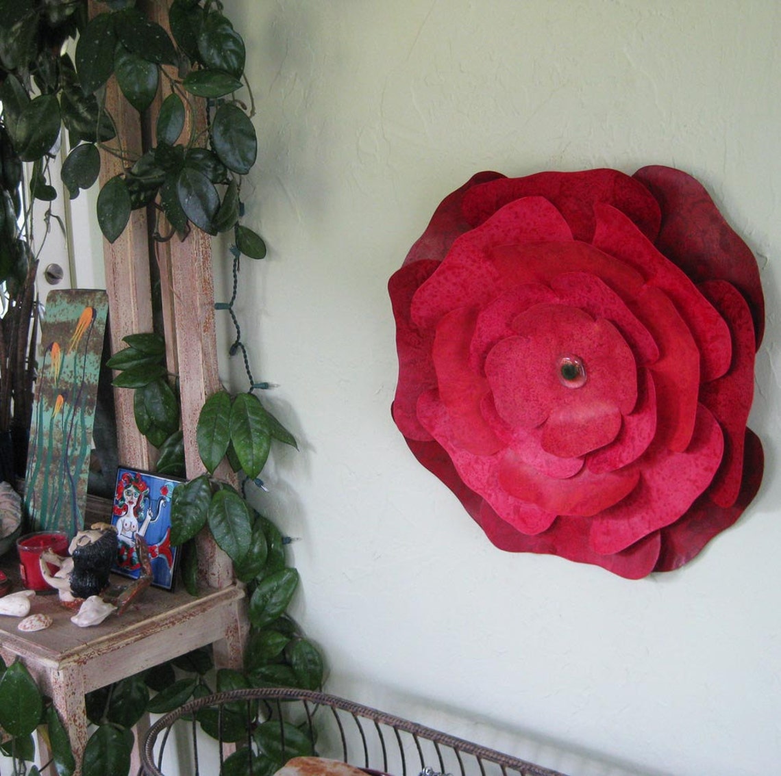 GIANT FLOWER ART Metal Wall Sculpture Flower Art Red Hibiscus Etsy