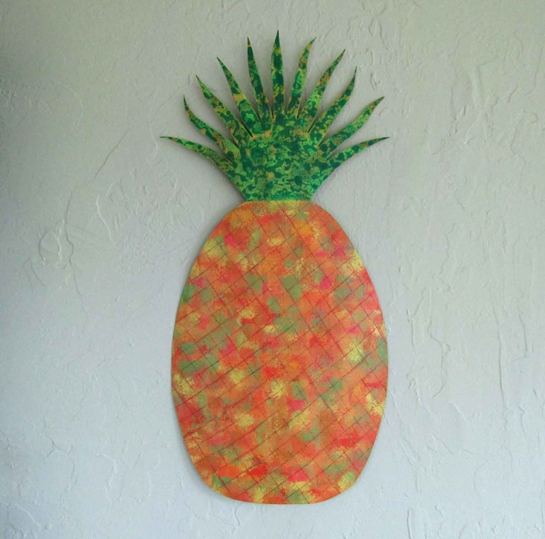 LARGE PINEAPPLE ART Metal Wall Sculpture Kitchen Dining Room Etsy