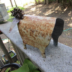 SHEEP Rustic Folk art decor sheep 3D upcycled metal sculpture barn yard farm animal lamb goat kitchen art 6 x 9 Ready to ship image 6