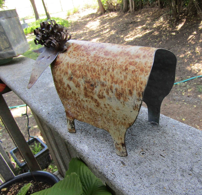 SHEEP Rustic Folk art decor sheep 3D upcycled metal sculpture barn yard farm animal lamb goat kitchen art 6 x 9 Ready to ship image 6