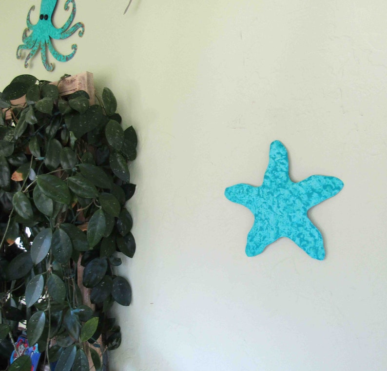 Starfish Art Coastal Metal Wall Sculpture Recycled Metal Etsy