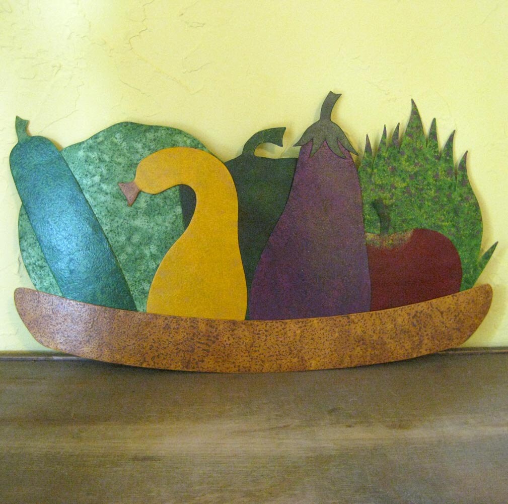 VEGETABLE ART Kitchen Wall Sculpture Painted Metal Sculpture Etsy