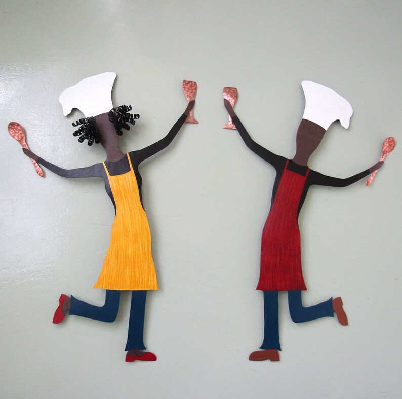 Kitchen Wall Art Lady Chef Sculpture Recycled Metal Wall | Etsy