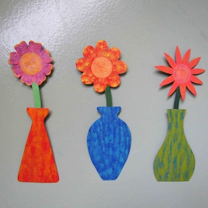 FLOWER ART Metal Wall Flower Sculpture Mom Gift Blue Orange Recycled Metal Floral Art Kitchen Bathroom Ready to ship 3 x 9 image 9